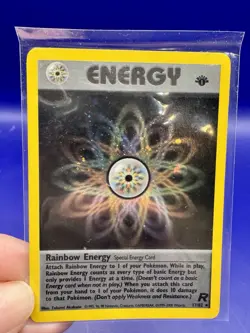 1st Edition Rainbow Energy 17/82 Holo Pokemon Card TCG Team Rocket Wotc NM - Image 1