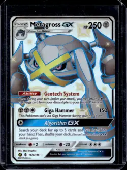 2017 Pokemon SM Metagross GX Hidden Fates Full Art Ultra Ball #157a/145 - Image 1