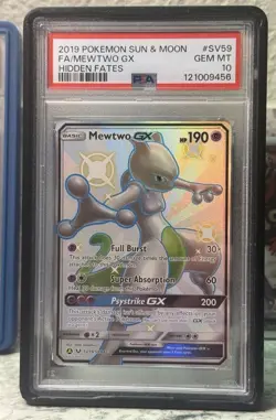Pokemon TCG Mewtwo GX SV59/SV94 Holo Full Art Shiny Rare PSA 10 Gem Mint - Image 1