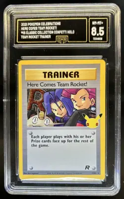 2021 Pokemon SWSH Celebrations Here Comes Team Rocket! Classic #15/82 GMA 8.5 - Image 1
