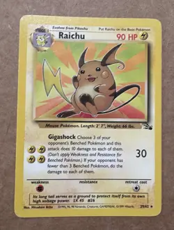 Pokemon TCG - Raichu - 29/62 - Rare - Fossil - Regular - LP - Image 1