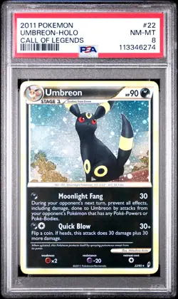 2011 POKEMON CALL OF LEGENDS UMBREON #22 HOLO PSA 8 NM #113346274 - Image 1