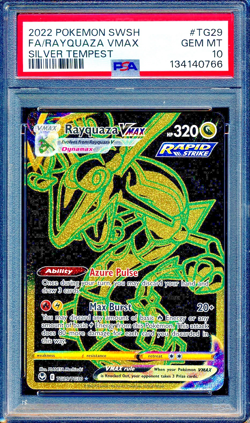 Rayquaza VMAX 2022 Pokemon Silver Tempest #TG29 Black Gold Full Art PSA 10 - Image 1