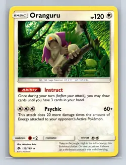 ORANGURU 113/149 HOLO HOLO RARE SM BASE SET POKEMON LP - Image 1