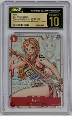 2022 One Piece Nami Premium 25th Anniversary OP01-016 CGC 10 Pristine English - Image 1