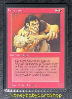 MTG Limited Edition Beta 1993 Gray Ogre NM -- HEAVY CRIMP Card LEB Common 93/94 - Image 2