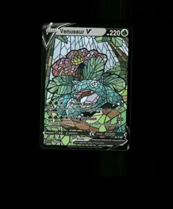 FAN-ART READ DESCRIPTION BELOWHOLO Venusaur Card Glass Venusaur Pokemon Card p1 - Image 1