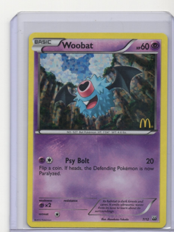 Woobat 7/12 - McDonald’s Pokemon Card - Pokemon 2012 - Image 1