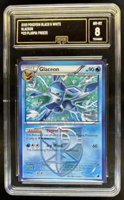 2013 Pokemon Black & White Plasma Freeze Glaceon #23/116 GMA 8 - Image 1