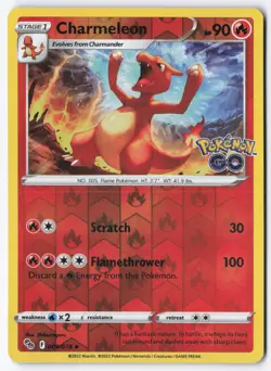 Charmeleon Reverse Holo Uncommon Pokemon GO 009/078 NM - Image 1