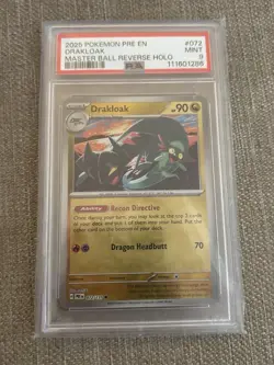 PSA 9 Drakloak 072/131 Master Ball Reverse Holo 2025 Pokemon Slab Mint - Image 1