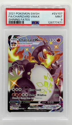 2021 POKEMON SWORD & SHIELD SHINING FATES #SV107 FULL ART/CHARIZARD VMAX PSA 9 - Image 1