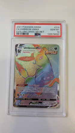 Umbreon VMax 214/203 Secret Rare Pokemon TCG SWSH07 Evolving Skies - Image 1