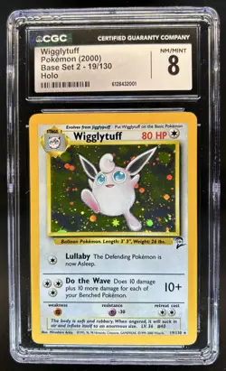 2000 Pokemon Set 2 Wigglytuff Holo #19/130 CGC 8 - Image 1