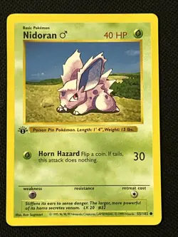 Pokemon Nidoran M 055/102 (1st Edition) Base Set (Shadowless) Regular *Near Mint - Image 1