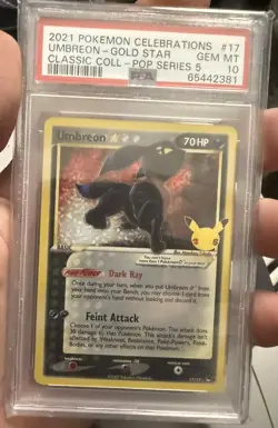 Umbreon Gold Star 2021 Pokemon Celebrations 17/17 PSA 10 Gem Mint - Image 1