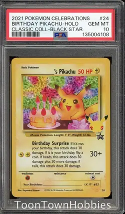 PSA 10 Pokemon - Birthday Pikachu 24 - Celebrations Classic Collection 25th - Image 1