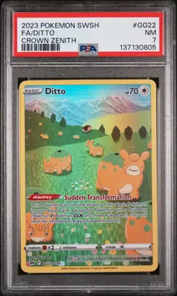 2023 POKEMON SWORD & SHIELD CROWN ZENITH #GG22 FULL ART/DITTO PSA 7 - Image 1
