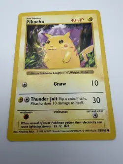 Pikachu 58/102 Shadowless RED CHEEKS Base Set Vintage Pokemon Card WOTC 1999 - Image 1