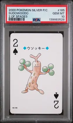 2000 POKEMON SILVER VERSION PLAYING CARDS 2 OF SPADES #185 SUDOWOODO PSA 10 - Image 1