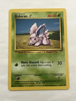 Nidoran 55/102 Base Set Unlimited Pokemon NM-Mint Vintage Card Clean Card OG - Image 1