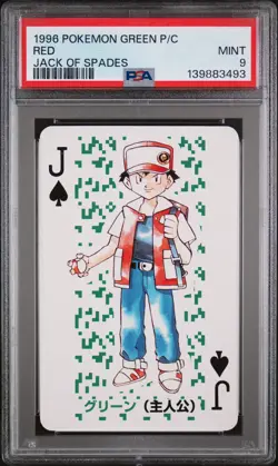 1996 POKEMON GREEN VERSION PLAYING CARDS JACK OF SPADES RED PSA 9 - Image 1