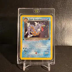 2000 Pokemon Dark Gyarados 1st Ed. Holo Rare 💫SWIRL! Team Rocket Card 8/82 NM - Image 1