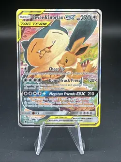 Pokemon Eevee & Snorlax GX TAG TEAM Full Art Holo Promo Card SM169 A - Image 1
