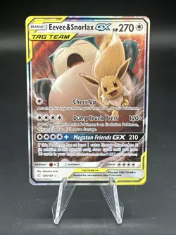 Pokemon Eevee & Snorlax GX TAG TEAM Full Art Holo Promo Card SM169 B - Image 1