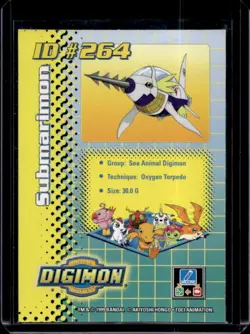 1999 Digimon Monsters Trading Card Game Submarimon Foil ID #264 - Image 2