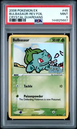 2006 POKEMON EX CRYSTAL GUARDIANS #45 BULBASAUR-REVERSE FOIL PSA 9 - Image 1