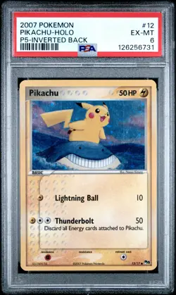 2007 POKEMON POP SERIES 5 INVERTED BACK #12 PIKACHU-HOLO PSA 6 - Image 1