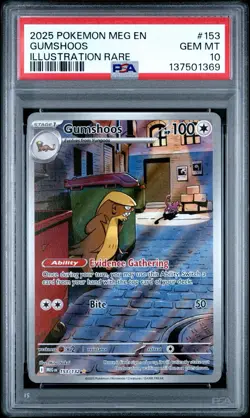 Gumshoos Illustration Rare Pokemon Meg En-Mega Evolution 153/132 PSA 10 - Image 1