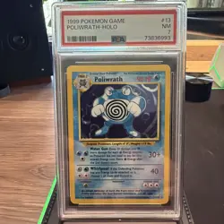 1999 Pokemon Poliwrath Base Set Holo Rare Card 13/102 PSA 7 - Image 1