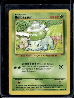 1999 Pokemon Unlimited Bulbasaur Common #44/102 - Image 1