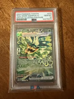 2024 POKEMON TWM EN-TWILIGHT MASQUERADE #211 TEAL MASK OGERPON EX PSA 10 - Image 1