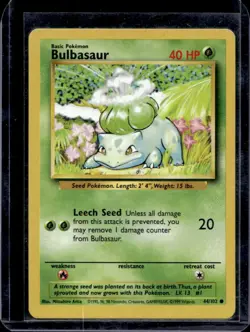 1999 Pokemon Unlimited Bulbasaur Common #44/102 - Image 1