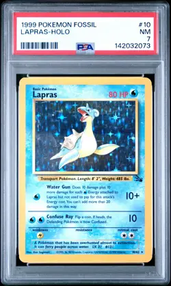 1999 POKEMON FOSSIL #10 LAPRAS-HOLO PSA 7 - Image 1