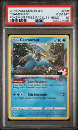 2023 POKEMON PLAY! POKEMON PRIZE PACK: SERIES 3 HOLO #050 CRAMORANT PSA 10 - Image 1