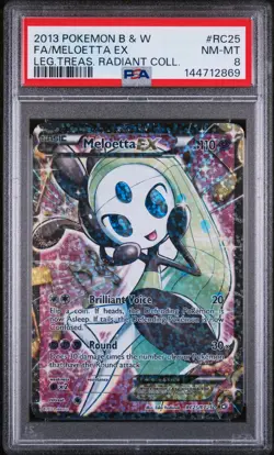 2013 POKEMON B&W LEGEND TREASURES RADIANT COLL #RC25 FULL ART/MELOETTA EX PSA 8 - Image 1