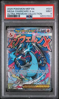 2025 POKEMON MEP EN-ME BLACK STAR PROMO #023 MEGA CHARIZARD X EX PSA 9 - Image 1