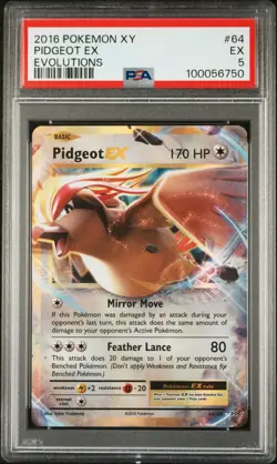 2016 POKEMON XY EVOLUTIONS #64 PIDGEOT EX PSA 5 - Image 1