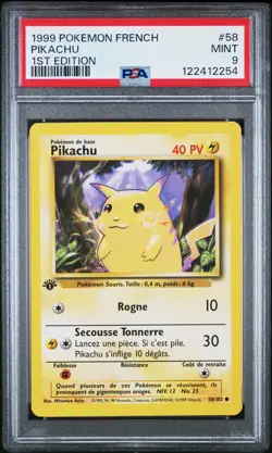 1999 POKEMON FRENCH 1ST ED #58 PIKACHU PSA 9 - Image 1