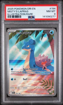 2025 POKEMON DRI EN-DESTINED RIVALS ILLUSTRATION RARE #194 MISTY'S LAPRAS PSA 8 - Image 1