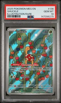2025 POKEMON MEG EN-MEGA EVOLUTION ILLUSTRATION RARE #136 SHUCKLE PSA 10 - Image 1