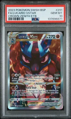 2023 POKEMON SWSH BLACK STAR PROMO #291 FULL ART/LUCARIO VSTAR PSA 10 - Image 1