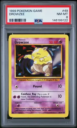 1999 POKEMON BASE SET UNLIMITED #49 DROWZEE PSA 8 - Image 1