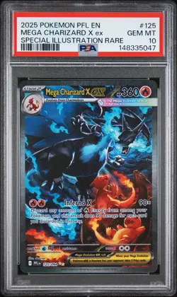 2025 POKEMON PFL EN-SPECIAL ILLUSTRATION RARE #125 MEGA CHARIZARD X EX PSA 10 - Image 1