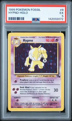 1999 POKEMON FOSSIL #8 HYPNO-HOLO PSA 5 - Image 1