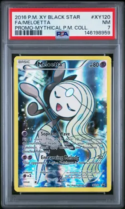 2016 POKEMON XY BLACK STAR PROMO MYTHICAL POKEMON COLL FULL ART/MELOETTA PSA 7 - Image 1